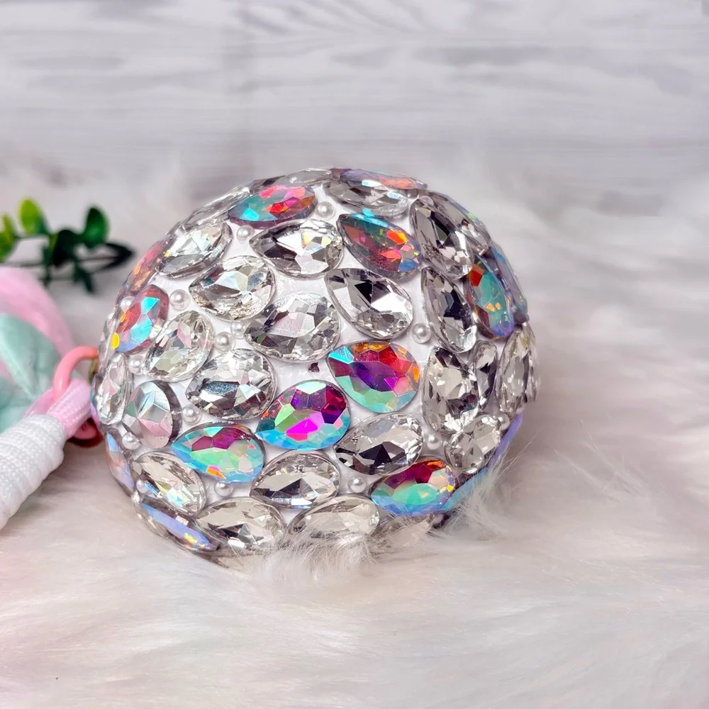 Sparkling Crystal Plush Monster Character Keychain/Bag Charm
